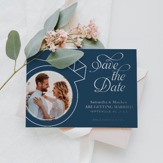 Whimsical Custom Photo Wedding Save the Date Folie Uitnodiging
