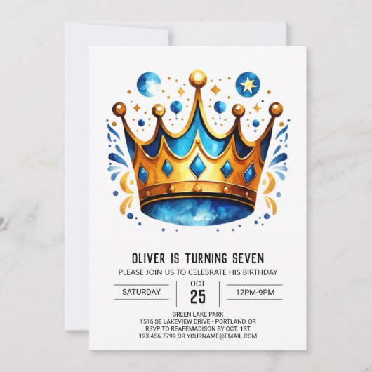 Whimsical Custom Prins Kroon Verjaardag Kaart (Voorkant)