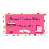 Whimsical Custom Roze & Groen Bakkerij Label (Voorkant)