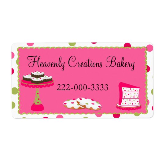 Whimsical Custom Roze & Groen Bakkerij Label (Voorkant)