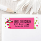 Whimsical Custom Roze & Groene Bakkerij Retourlabe Etiket (Insitu)