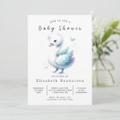Whimsical Custom Swan Baby shower Kaart (Staand voorkant)