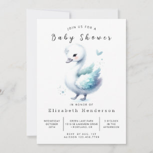 Whimsical Custom Swan Baby shower Kaart