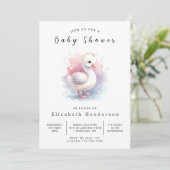 Whimsical Custom Swan Baby shower Kaart (Staand voorkant)