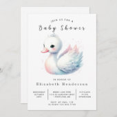 Whimsical Custom Swan Baby shower Kaart (Voorkant / Achterkant)