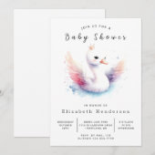 Whimsical Custom Swan Baby shower Kaart (Voorkant / Achterkant)