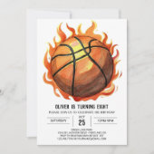 Whimsical Custom Waterverf Basketbal Verjaardag Kaart (Voorkant)