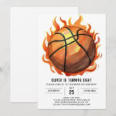 Whimsical Custom Waterverf Basketbal Verjaardag Kaart (Voorkant / Achterkant)