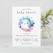 Whimsical Custom Whale Baby shower Kaart (Staand voorkant)