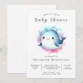 Whimsical Custom Whale Baby shower Kaart (Voorkant / Achterkant)