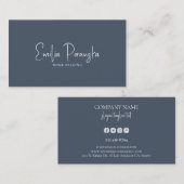 Whimsical custom white typografie op blue-Grey Visitekaartje (Voorkant / Achterkant)