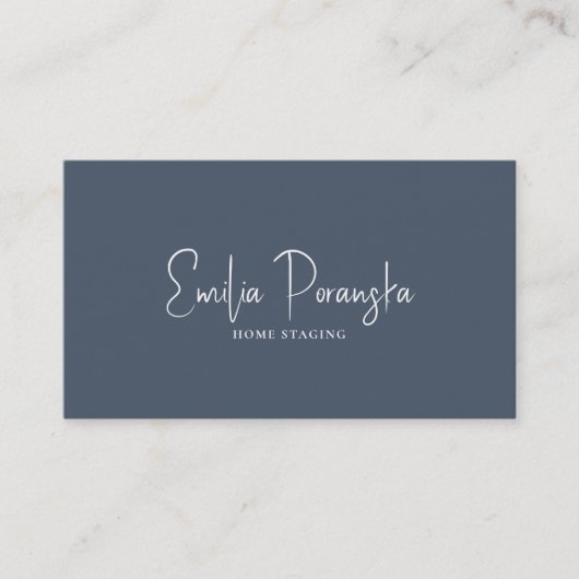 Whimsical custom white typografie op blue-Grey Visitekaartje (Voorkant)