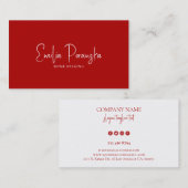 Whimsical custom white typografie op rood en wit visitekaartje (Voorkant / Achterkant)