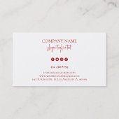 Whimsical custom white typografie op rood en wit visitekaartje (Achterkant)