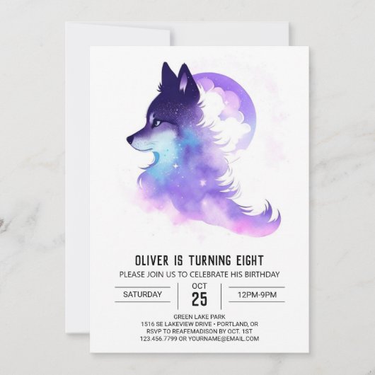 Whimsical Custom Woodland Wolf Verjaardag Kaart (Voorkant)