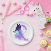 Whimsical Custom Woodland Wolf Verjaardag Papieren Bordje (Feest)
