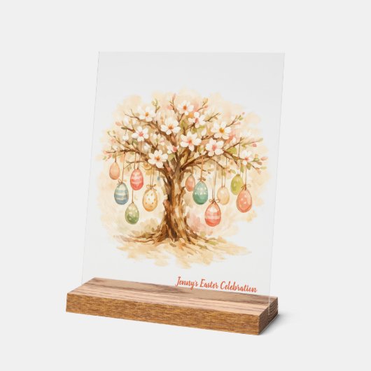 Whimsical Customizable Blooming Tree with Eggs Acryl Bord (Hoek)