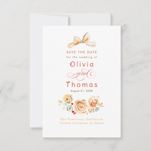 Whimsical Cute Aardse Bloemen Boog Save the Date (Voorkant)