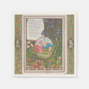 Whimsical Cute Antieke Valentijnskaart, Kate Green Servet