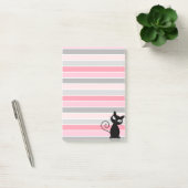 Whimsical Cute Black Cat op Stripes Post-it® Notes (Kantoor)