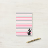 Whimsical Cute Black Cat op Stripes Post-it® Notes (Op bureau)