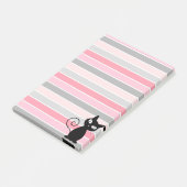 Whimsical Cute Black Cat op Stripes Post-it® Notes (Schuin)