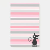 Whimsical Cute Black Cat op Stripes Post-it® Notes (Voorkant)