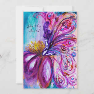 WHIMSICAL CUTE BLOEMENFEE IN ROZE, GOUDEN SPROKKEL KAART