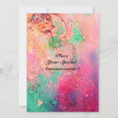 WHIMSICAL CUTE BLOEMENFEE IN ROZE, GOUDEN SPROKKEL KAART (Achterkant)