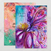 WHIMSICAL CUTE BLOEMENFEE IN ROZE, GOUDEN SPROKKEL KAART (Voorkant / Achterkant)