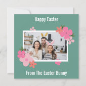 Whimsical Cute Bunny Easter Feestdagenkaart (Achterkant)