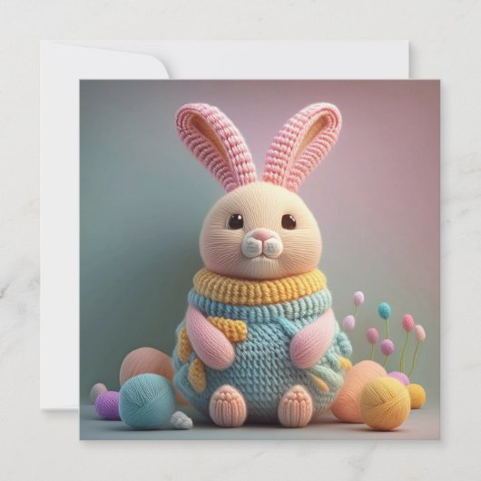 Whimsical Cute Bunny Easter Feestdagenkaart (Voorkant)