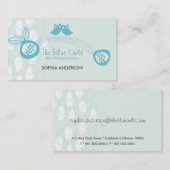 Whimsical Cute Cartoon Blue Retro Mr en Mrs Owl Visitekaartje (Voorkant / Achterkant)