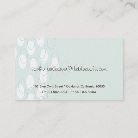 Whimsical Cute Cartoon Blue Retro Mr en Mrs Owl Visitekaartje (Achterkant)