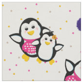 Whimsical Cute Cartoon Penguins Theme Personalized Stof (Close Up)