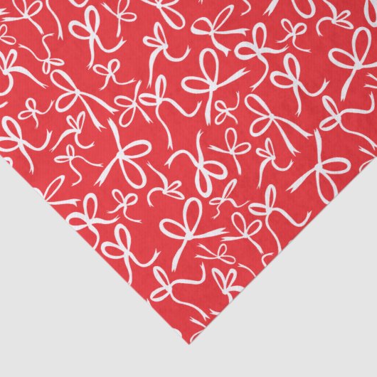 Whimsical Cute Christmas Bows Pattern Girly Gift Tissuepapier (Detail)