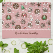 Whimsical Cute Christmas Cookies Custom Winter Theedoek (Gevouwen)