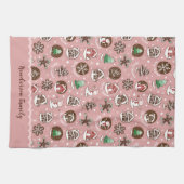 Whimsical Cute Christmas Cookies Custom Winter Theedoek (Horizontaal)