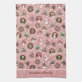 Whimsical Cute Christmas Cookies Custom Winter Theedoek (Verticaal)