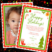 Whimsical Cute Christmas CUSTOM PHOTO Scalloped Feestdagenkaart