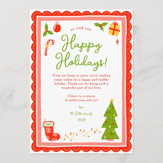 Whimsical Cute Christmas CUSTOM PHOTO Scalloped Feestdagenkaart (Achterkant)