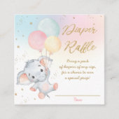 Whimsical Cute Elephant ballonnen Diaper Raffle En Informatiekaartje (Voorkant)