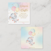 Whimsical Cute Elephant ballonnen Diaper Raffle En Informatiekaartje (Voorkant / Achterkant)