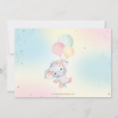 Whimsical Cute Elephant Balloons Baby shower Girl  Bedankkaart (Achterkant)