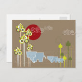 Whimsical Cute Elephant Family in Forest Trees Sun Briefkaart (Voorkant / Achterkant)