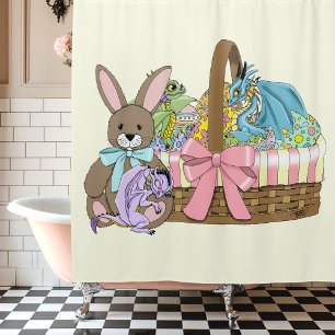 Whimsical Cute Fantasy Draken Paasmand Douchegordijn
