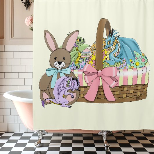 Whimsical Cute Fantasy Draken Paasmand Douchegordijn