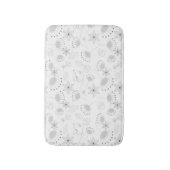 Whimsical Cute Floral and Bird Pattern on White Badmat (Voorkant Verticaal)