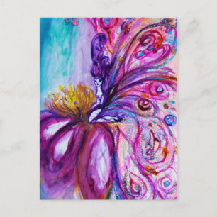 WHIMSICAL CUTE FLOWER FAIRY IN PINK, GOLD SPARKLES BRIEFKAART
