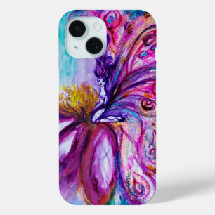 WHIMSICAL CUTE FLOWER FAIRY IN PINK, GOLD SPARKLES iPhone 15 CASE